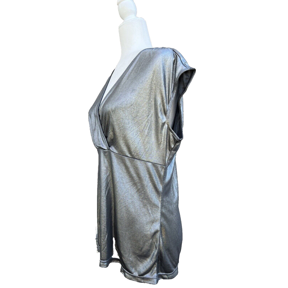 Ann Taylor women silver top business party work to wear size XL A000188 - Picture 2 of 7
